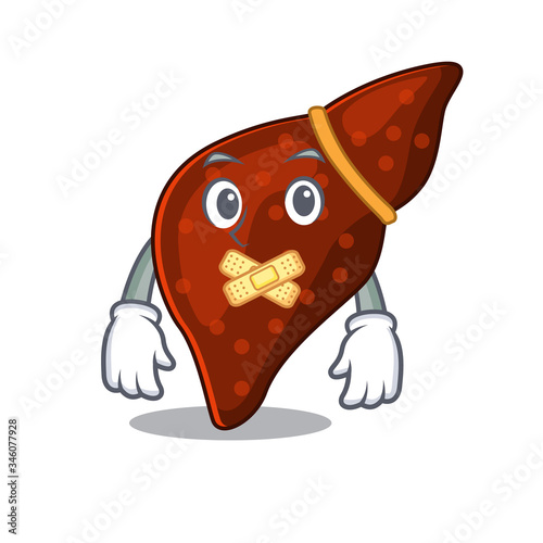 Human cirrhosis liver cartoon character style with mysterious silent gesture