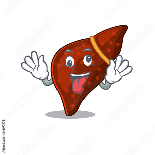 A cartoon design of human cirrhosis liver having a crazy face