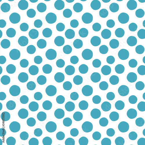 Seamless endless infinity pattern of geometric blue circle shapes. Drawing for wrapping paper, fabric, wallpaper.