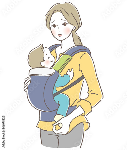 抱っこ紐　親子　困る母親