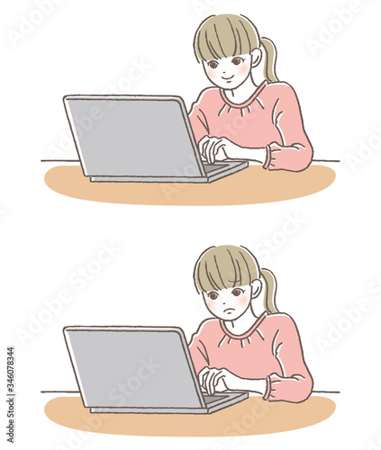 PC　女の子　笑い困りセット
