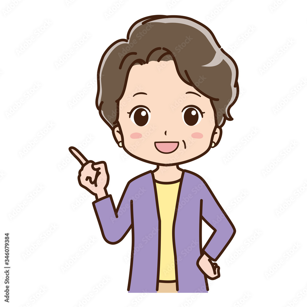 指さしするおばあちゃんのイラスト 指さしするおばあちゃんのイラスト