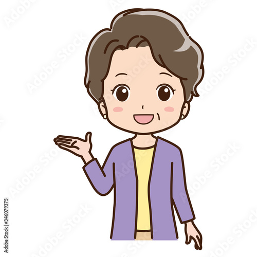 案内するおばあちゃんのイラスト