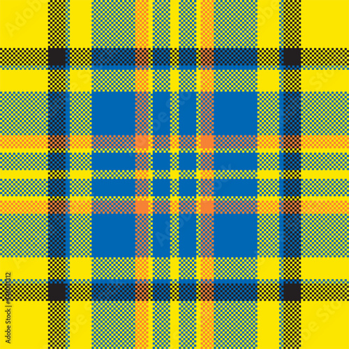 Pixel background vector design. Modern seamless pattern plaid. Square texture fabric. Tartan scottish textile. Beauty color madras ornament.