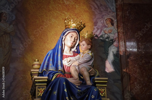San Giovanni Rotondo - Foggia - Italy -18 September 2016 - Shrine of Padre Pio - Statue of the Madonna and Child
