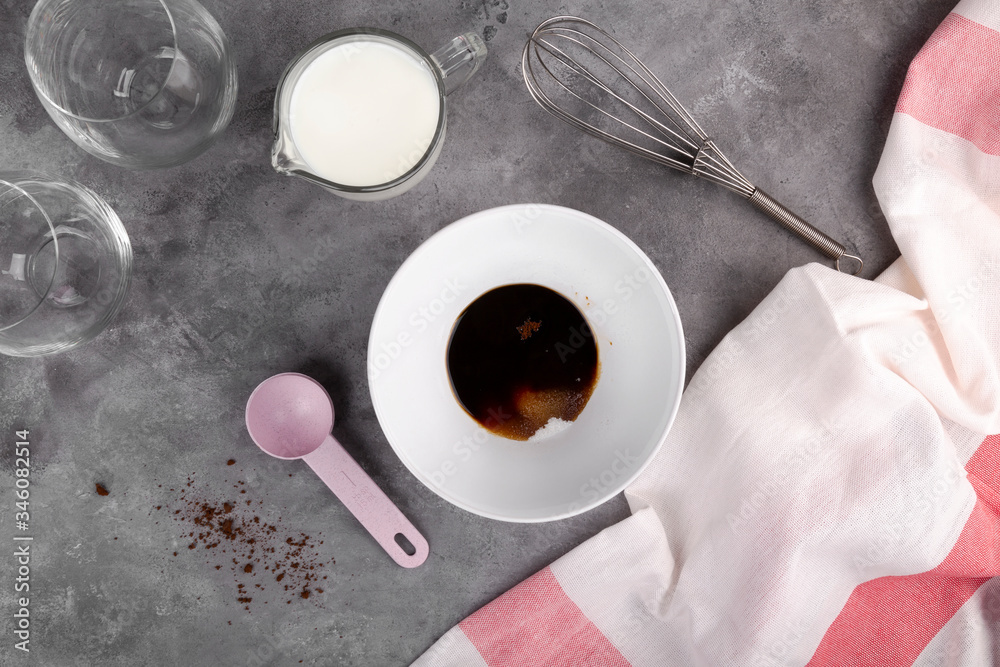 Cooking popular Korean Dalgon coffee step by step. Instant coffee