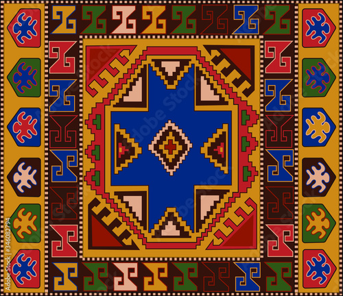Illustrated Persian carpet original design  tribal texture. 
