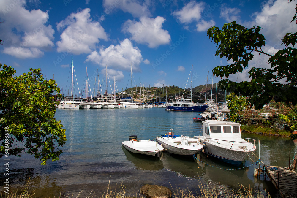 boats in the port louis marina