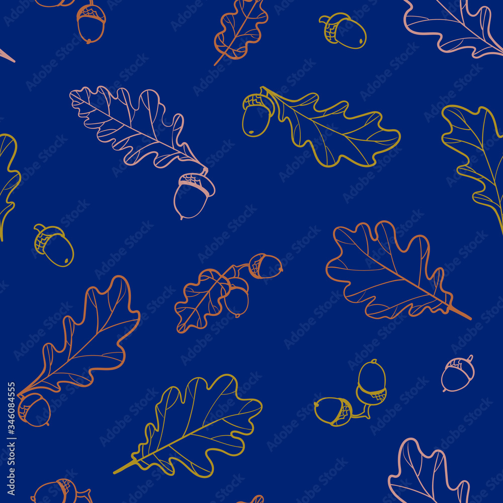 Obraz premium seamless floral pattern with oak leaves