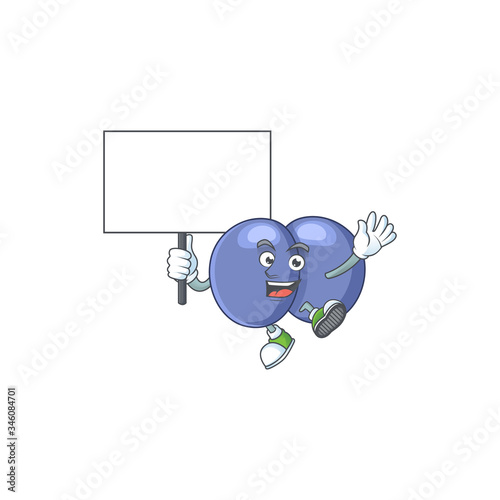 Sweet streptococcus pneumoniae cartoon character rise up a board