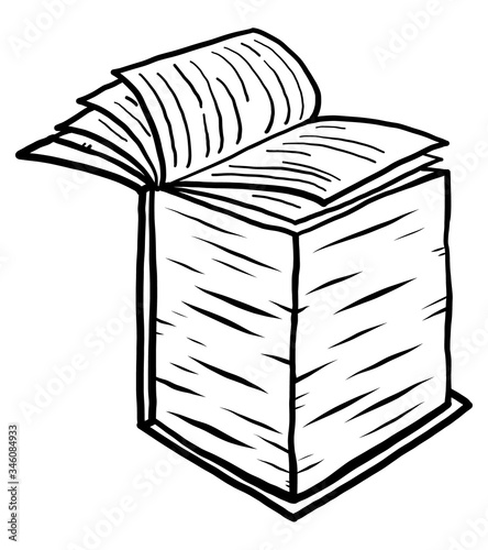 thick book / cartoon vector and illustration, black and white style, isolated on white background