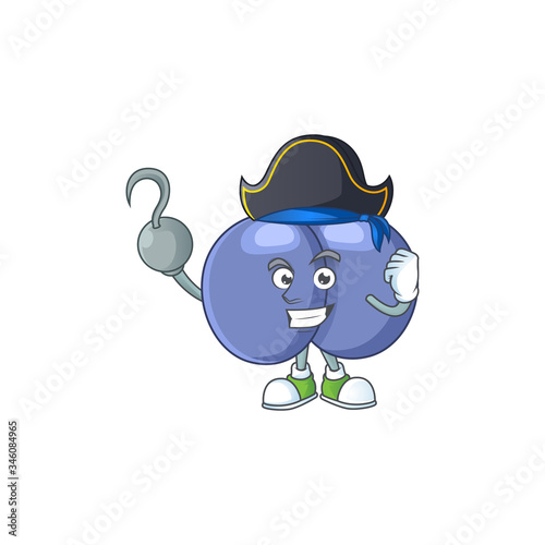 Cool pirate of streptococcus pneumoniae cartoon design style with one hook hand