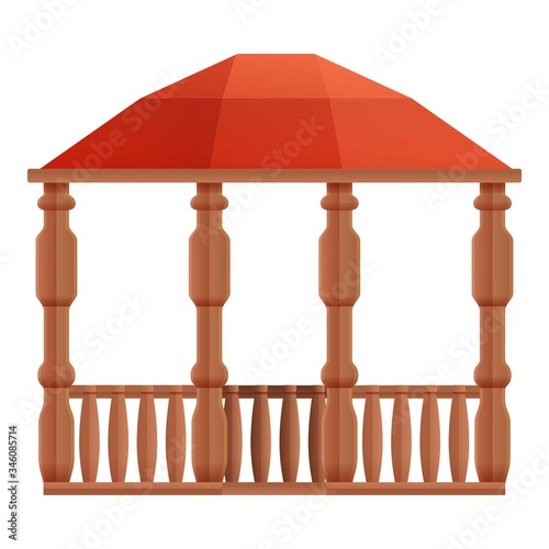 Architecture wood gazebo icon. Cartoon of architecture wood gazebo vector icon for web design isolated on white background
