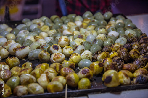 Grilled balut eggs. Traditional chinese food. Street food.