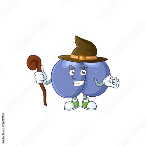 Cute and sneaky Witch streptococcus pneumoniae cartoon design style