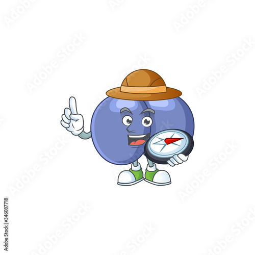 World explorer streptococcus pneumoniae cartoon design style using compass