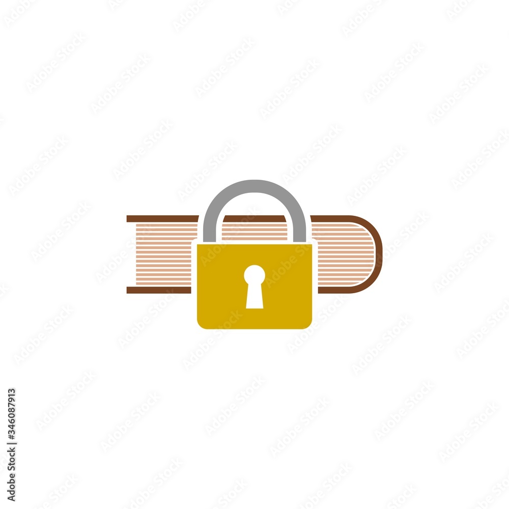 Simple illustration of secured book icon for web design isolated on white background Simple illustration of secured book icon for web design isolated on white background