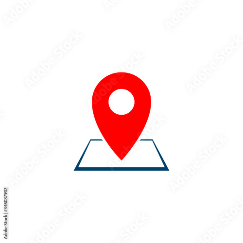 Location pin on map icon isolated on white background