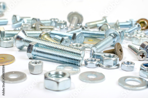 Bolts, nuts and screws. Pattern of nuts and bolts. There is a place for your inscription. Mock up.