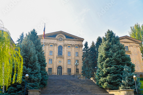 Yerevan Parliament and the Residence of the President of the Republic of Armenia, view from high, Republic square of Yerevan, Government of the Republic of Armenia, buildings, brown, square, Yerevan, 