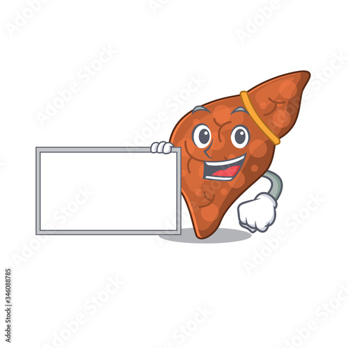 Human fibrosis liver cartoon character design style with board