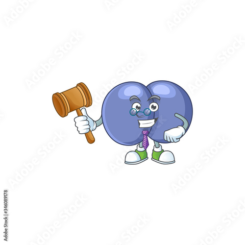 Charismatic Judge streptococcus pneumoniae cartoon character design with glasses