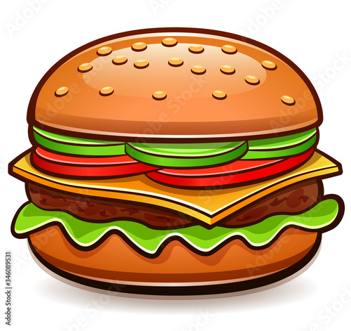 Vector burger isolated cartoon design