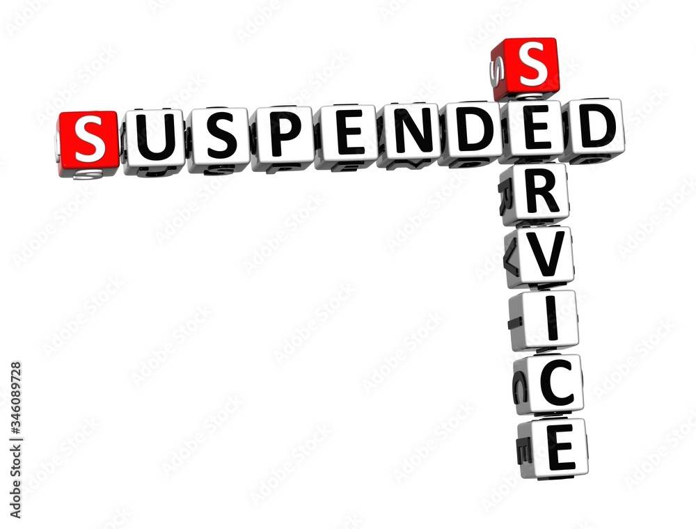 Service Suspended. Coronavirus COVID-19. 3D red-white crossword puzzle on white background. Corona Virus Creative Words. Service Suspended. Coronavirus COVID-19. 3D red-white crossword puzzle on white background. Corona Virus Creative Words.