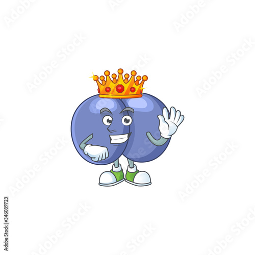 The Charismatic King of streptococcus pneumoniae cartoon character design wearing gold crown