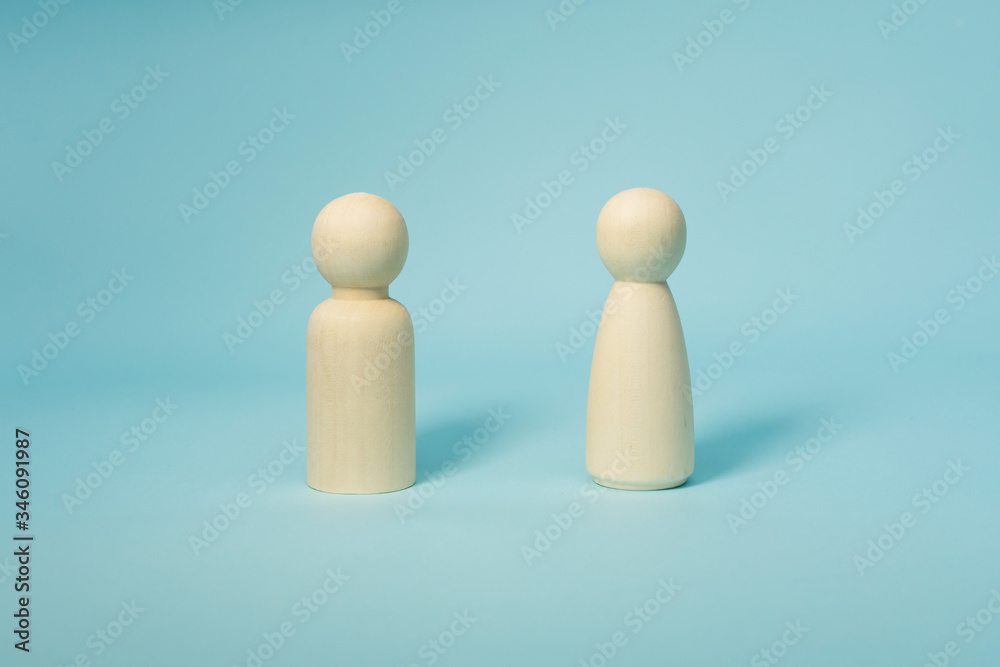 Symbolic people in team on blue background Symbolic people in team on blue background