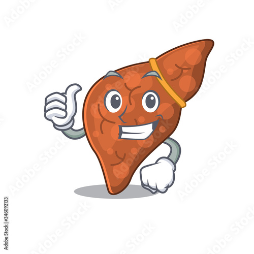 Human fibrosis liver cartoon character design making OK gesture