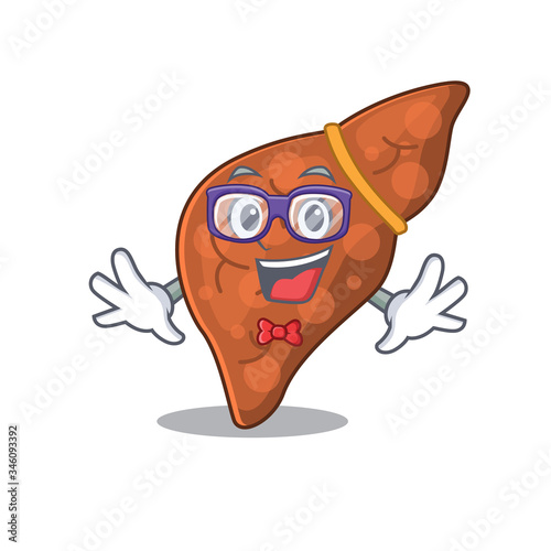 Mascot design style of geek human fibrosis liver with glasses