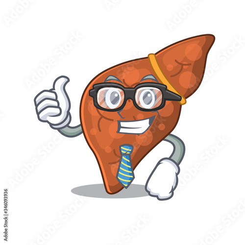 An elegant human fibrosis liver Businessman mascot design wearing glasses and tie