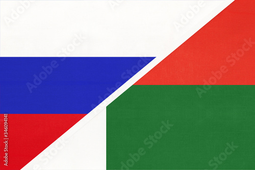 Russia vs Madagascar, symbol of two national flags. Relationship between African and Asian countries. © nikol85