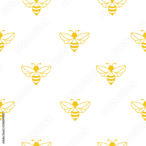 Seamless pattern of a Bee. Can be used as an illustration for World Bee Day in May 20.  For the visualization of beekeepers' advertising products, party decor, fabrics.