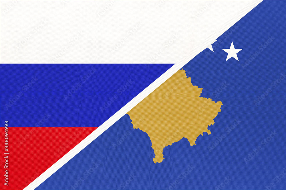 Russia vs Kosovo, symbol of two national flags. Relationship between Asian and European countries. Russia vs Kosovo, symbol of two national flags. Relationship between Asian and European countries.