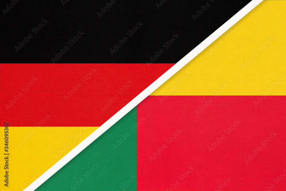 Germany vs Benin, symbol of two national flags. Relationship between European and African countries.