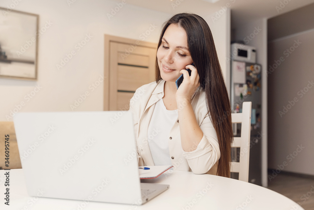 Young woman after being fired work is looking for online jobs on Internet through laptop. Concept effects of pandemic, unemployment Young woman after being fired work is looking for online jobs on Internet through laptop. Concept effects of pandemic, unemployment