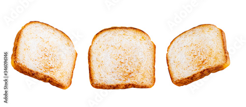 Toasted bread isolated. Different angle. white background.