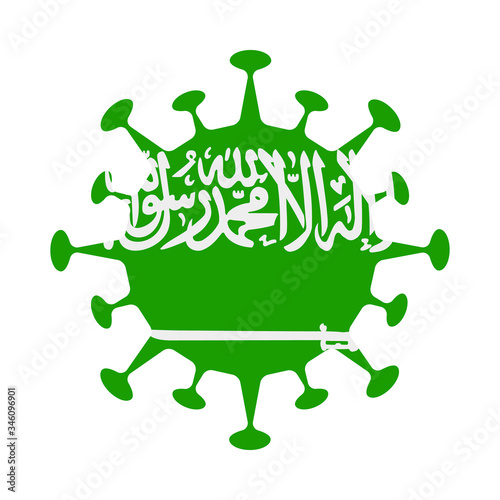 Saudi Arabia flag shaped as coronavirus. Vector illustration. photo