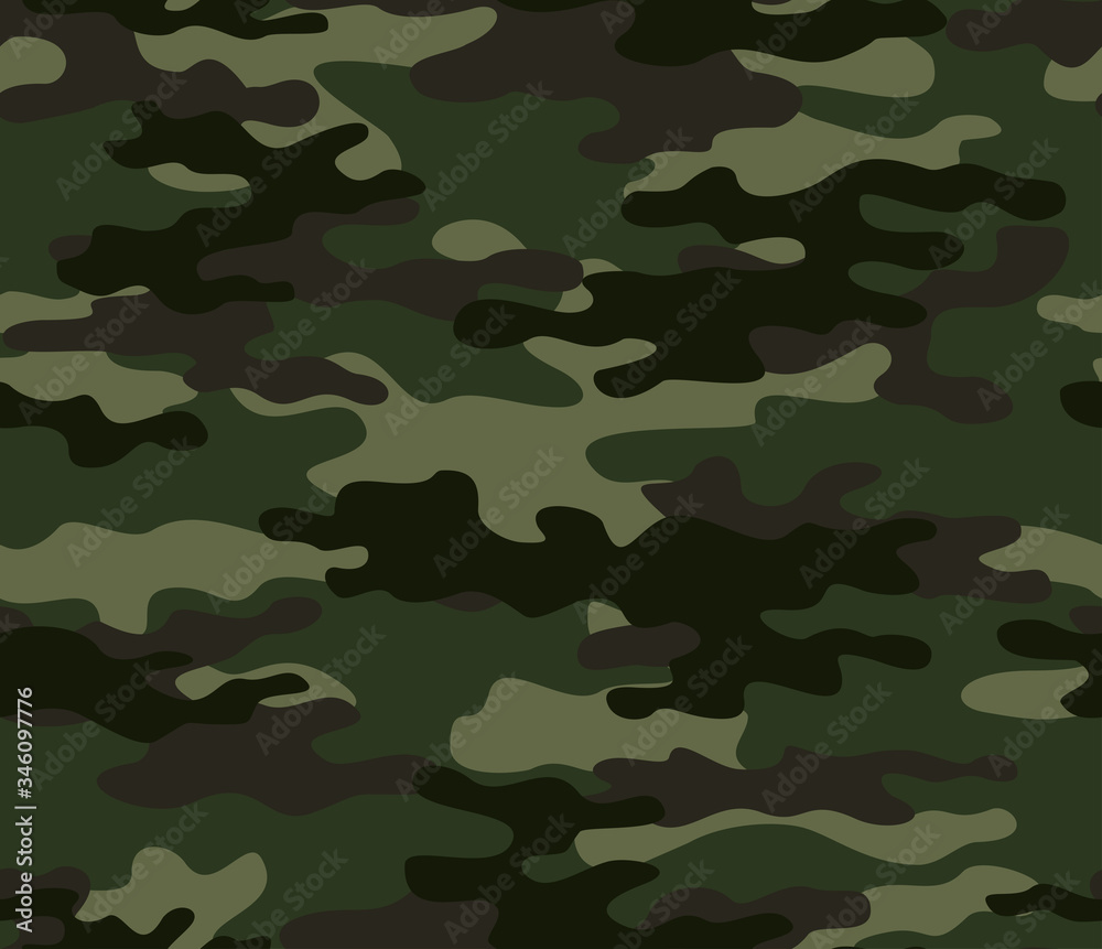 Fototapeta premium Green military camouflage seamless pattern brown spots