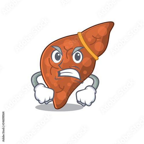 Mascot design concept of human fibrosis liver with angry face