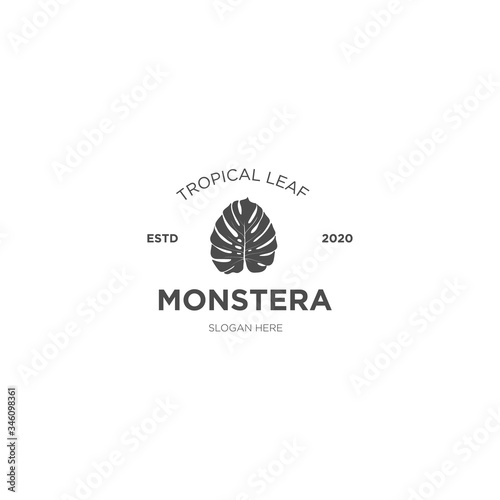 Monstera tropical logo silhouette