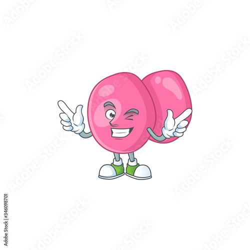 Cartoon character design concept of streptococcus pyogenes cartoon design style with wink eye