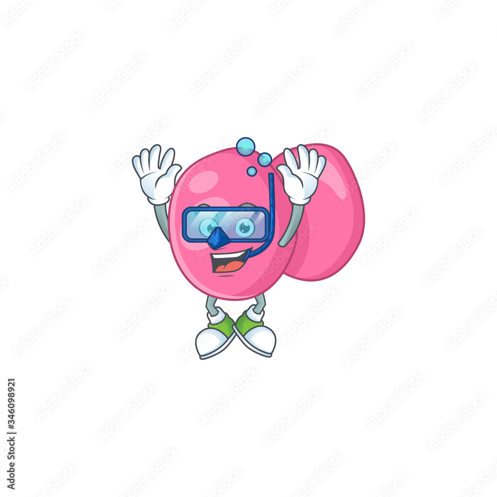 Mascot design concept of streptococcus pyogenes wearing Diving glasses