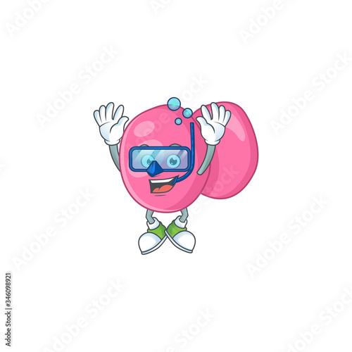 Mascot design concept of streptococcus pyogenes wearing Diving glasses