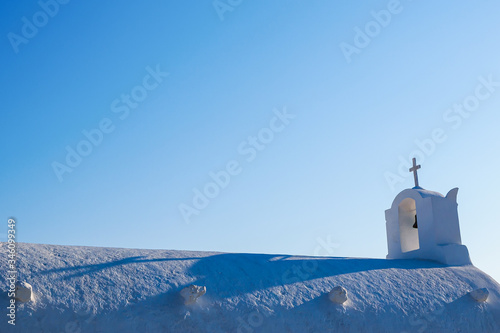 greece church roof. typical white greece christian church. Santorini island