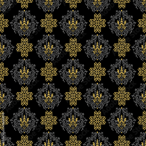 Background pattern for wallpaper. Seamless floral pattern on a black background for your design. EPS 10 vector.