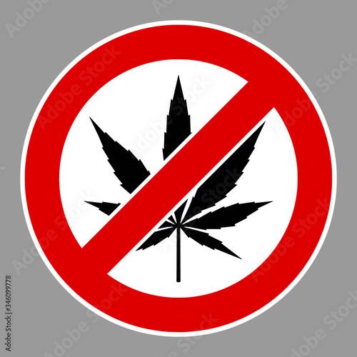 High quality vector illustration of the No cannabis sign - Official size and color international version
