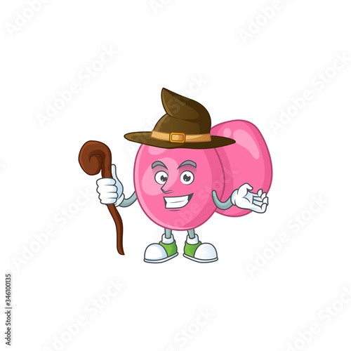 Cute and sneaky Witch streptococcus pyogenes cartoon design style